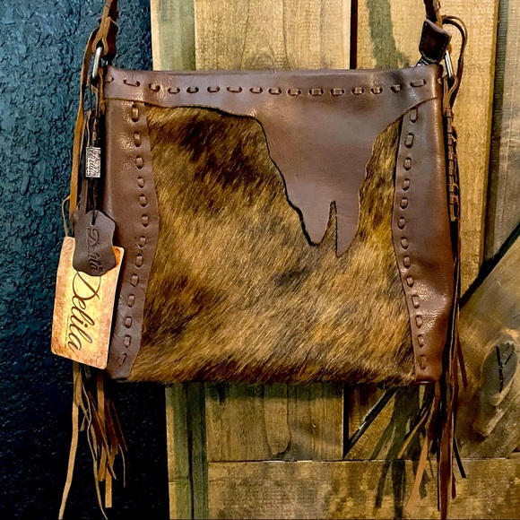 Delila Handbags - NWT Delila Brand Brown Leather and Brindle Cowhide Bag